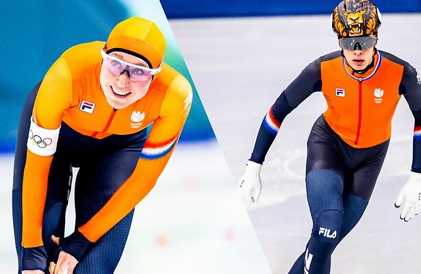 Merel Conijn en Jens van 't Wout tijdens de Olympische Winterspelen in Milaan