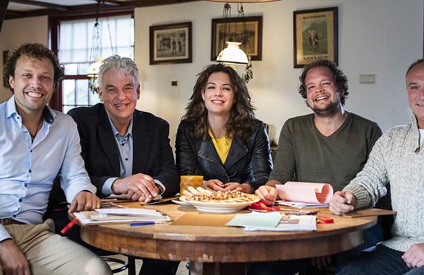 boeren Jan, Geert, Geert Jan, Bastiaan en boerin Annemiek
