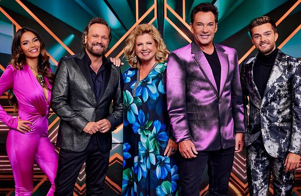 Monica Geuze, Carlo Boszhard, Loretta Schrijver, Gerard Joling en Buddy Vedder