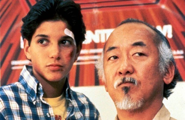 Ralph Macchio en Pat Morita in The Karate Kid