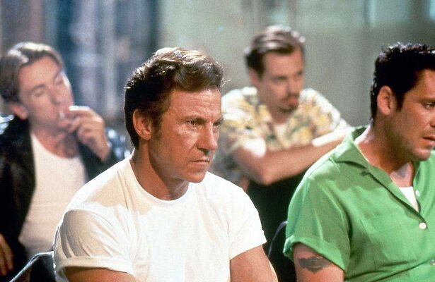 Tim Roth, Harvey Keitel, Larry Dimmick en Steve Buscemi in Reservoir Dogs