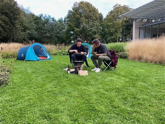 Kamperen in een museumtuin