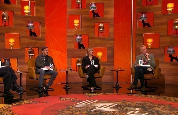 Najib Amhali, Britt Dekker en Martien Meiland in Wie van de 3