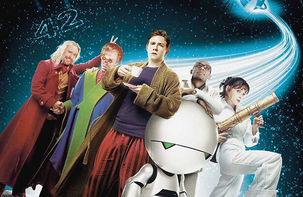 Martin Freeman en overige castleden The Hitchhiker's Guide to the Galaxy