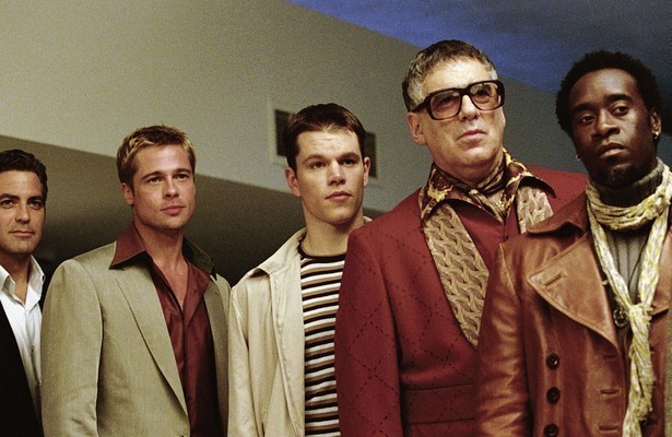 Brad Pitt, Matt Damon en George Clooney in Ocean's Eleven