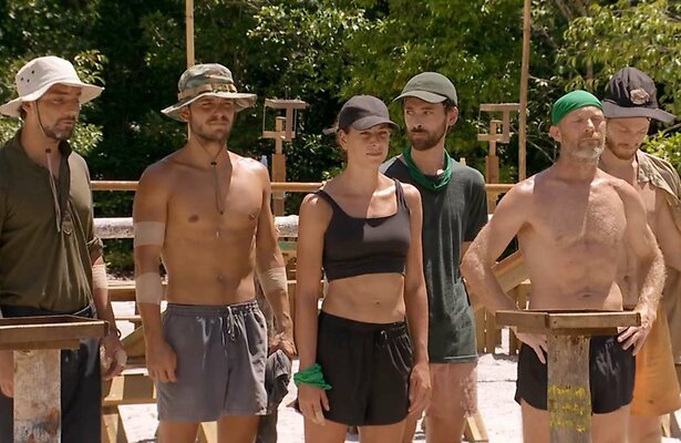 Mark, Floris, Ilse, Willem, Jochen en Guido in Expeditie Robinson