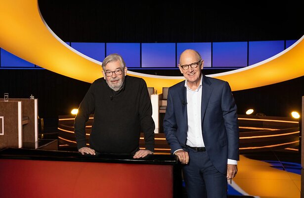 Maarten van Rossem en Phillip Freriks voor De Slimste Mens