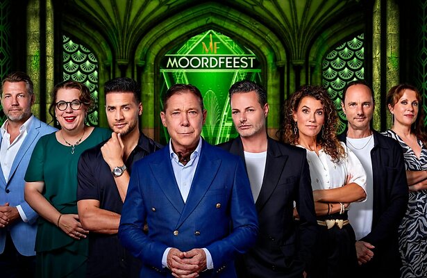 Hans Kesting met deelnemers Moordfeest