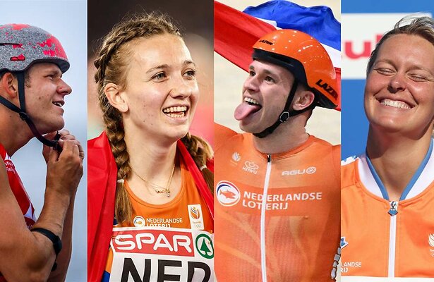 Luuc van Opzeeland, Femke Bol, Harrie Lavreysen en Sharon van Rouwendaal