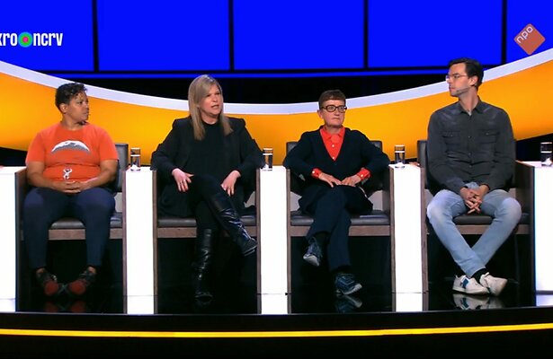 Jaike Belfor, Tina Nijkamp, Andrea van Pol en Tex de Wit in De Slimste Mens: All Stars