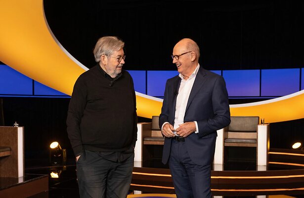 Maarten van Rossem en Phillip Freriks voor De Slimste Mens