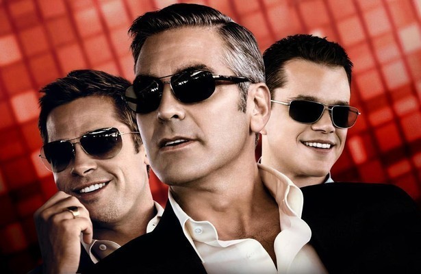 Brad Pitt, George Clooney en Matt Damon in Ocean's Thirteen