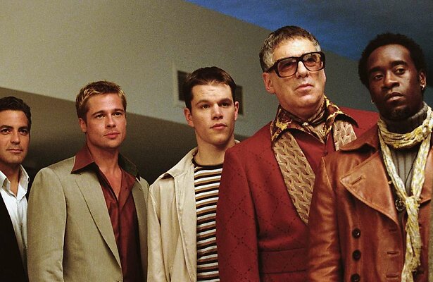 George Clooney, Brad Pitt, Matt Damon, Elliott Gould en Don Cheadle