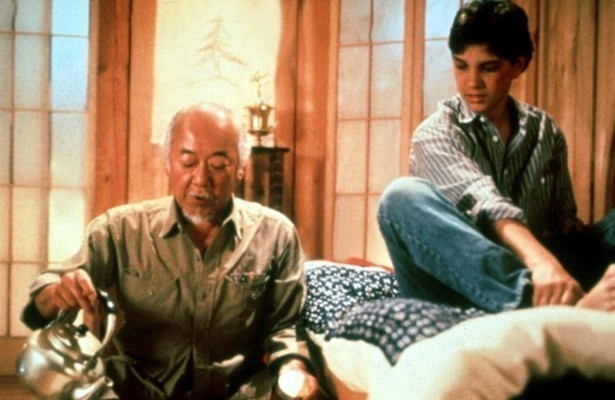 Ralph Macchio en Pat Morita in The Karate Kid