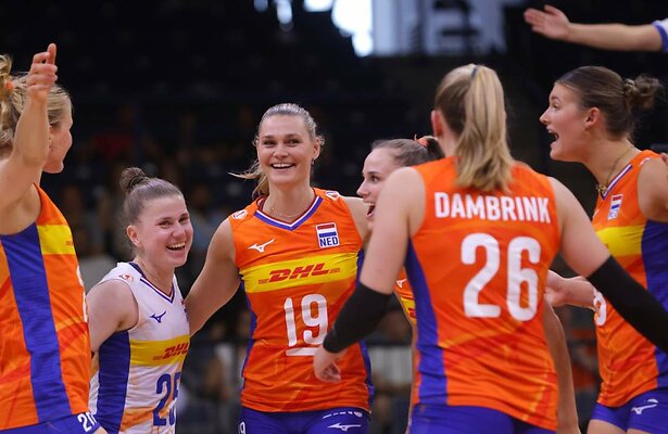 Spelers uit volleybalteam Nederlands Elftal