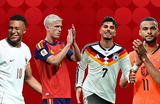 Kylian Mbappé, Dani Olmo, Kai Havertz en Cody Gakpo
