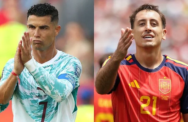 Cristiano Ronaldo van Portugal en Mikel Oyarzabal van Spanje