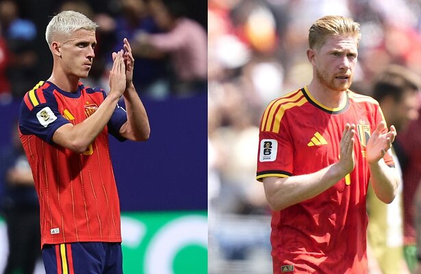 Dani Olmo van Spanje en Kevin De Bruyne van België
