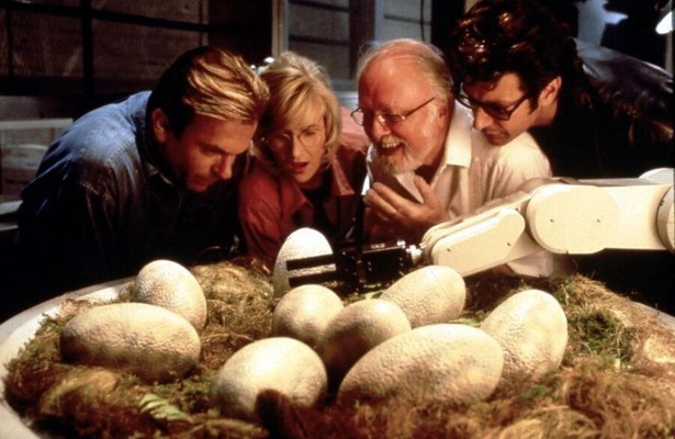 Sam Neill, Laura Dern, Richard Attenborough en Jeff Goldblum in Jurassic Park