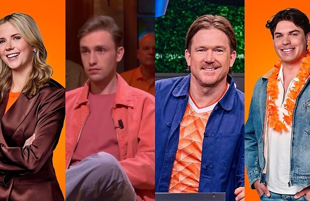 Noa Vahle, Nicky van der Gijp, Johnny de Mol en Sam van Royen