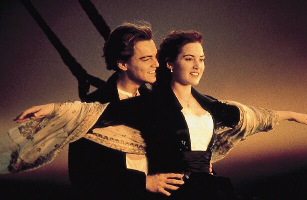 Leonardo DiCaprio en Kate Winslet in Titanic