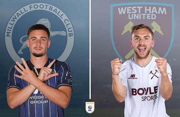 Camiel Neghli van Millwall en Jarrod Bowen van West Ham