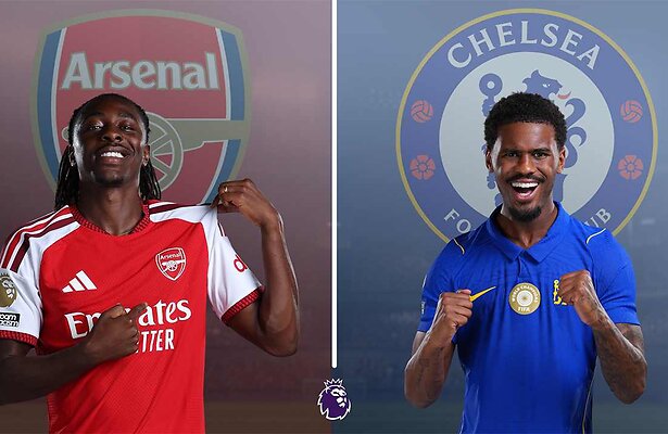  Eberechi Eze van Arsenal en Jorrel Hato van Chelsea