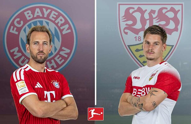 Harry Kane van Bayern Munchen en Ramon Hendriks van VfB Stuttgart