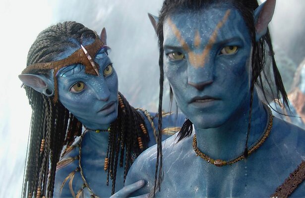 Zoe Saldana en Sam Worthington in Avatar