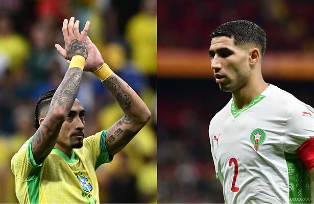 Raphinha van Brazilië en Hakimi van Marokko