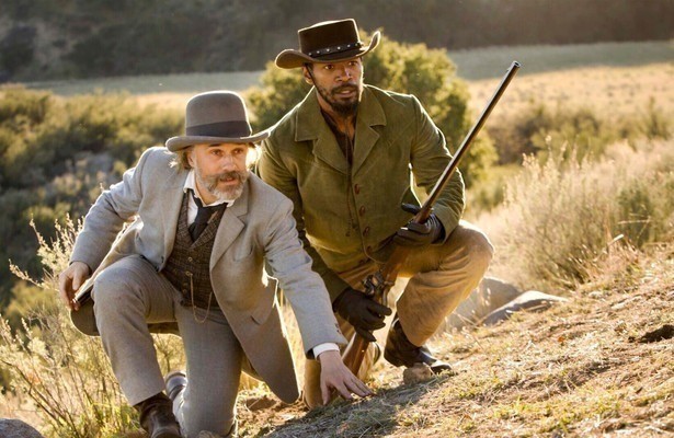 Christoph Waltz en Jamie Foxx in Django Unchained