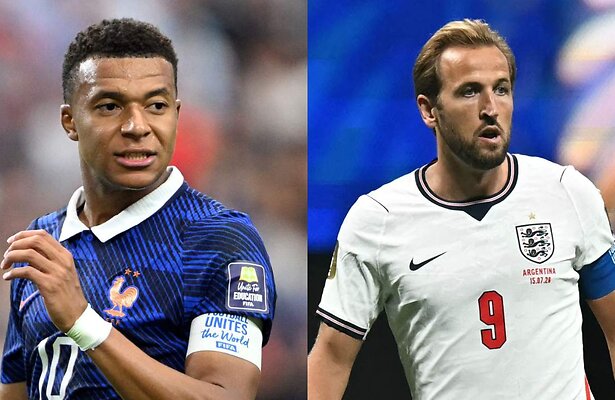 Kylian Mbappé (Frankrijk) en Harry Kane (Engeland)