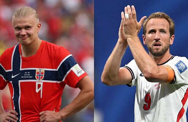 Erling Haaland van Noorwegen en Harry Kane van Engeland