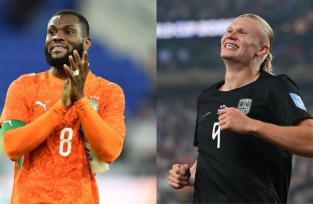 Franck Kessié van Ivoorkust en Erling Haaland van Noorwegen