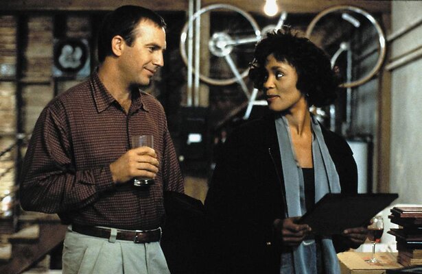 Kevin Costner en Whitney Houston in The Bodyguard