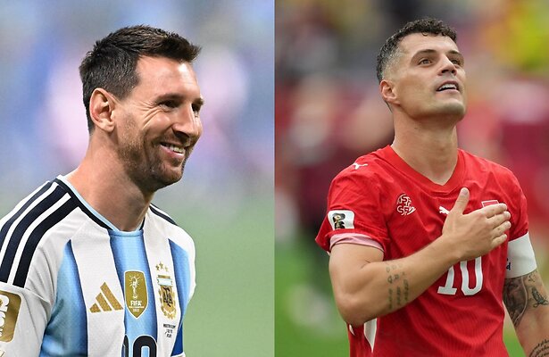 Lionel Messi van Argentinië en Granit Xhaka van Zwitserland