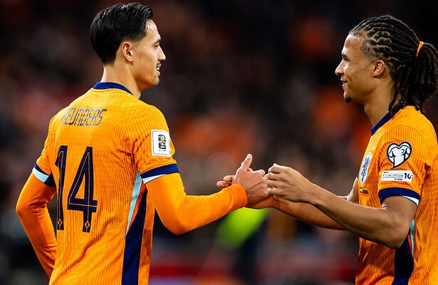 Tijjani Reijnders en Nathan Aké van Nederland
