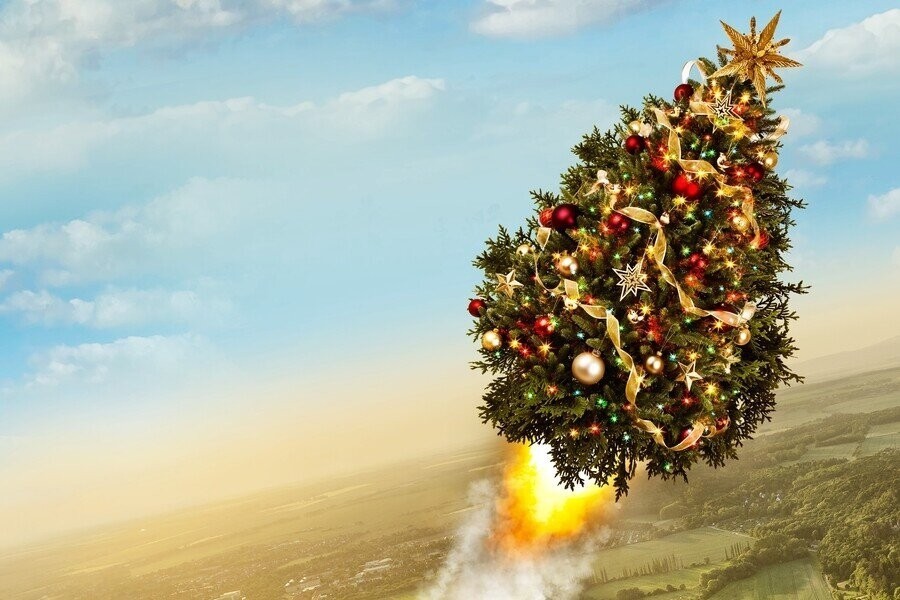 Rocket around the christmas tree
