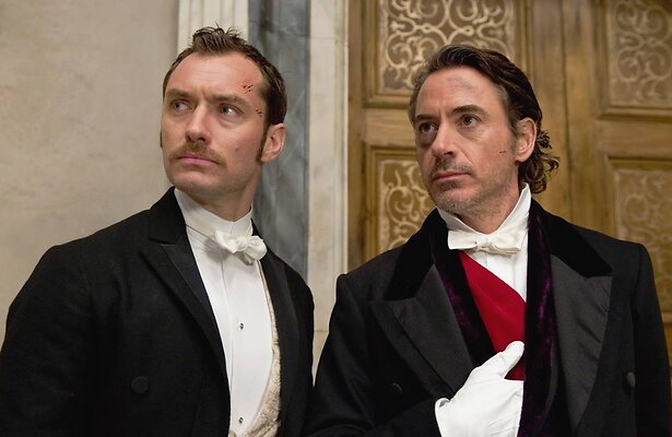 Jude Law en Robert Downey jr. in Sherlocks Holmes: A Game of Shadows