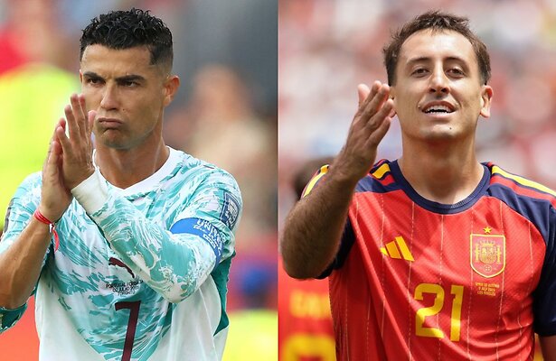 Cristiano Ronaldo van Portugal en Mikel Oyarzabal van Spanje
