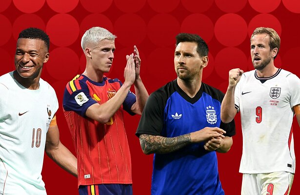 Kylian Mbappé, Dani Olmo, Lionel Messi en Harry Kane