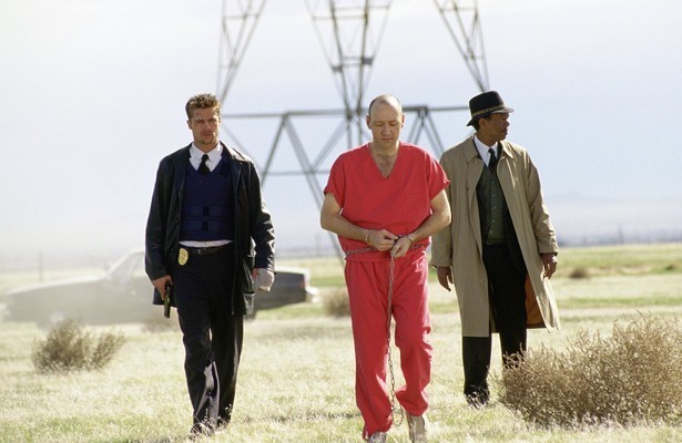 Brad Pitt, Kevin Spacey en Morgan Freeman in Se7en