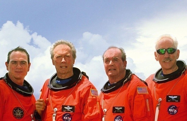 Tommy Lee Jone, Clint Eastwood, James Garner en Donald Sutherland in Space Cowboys