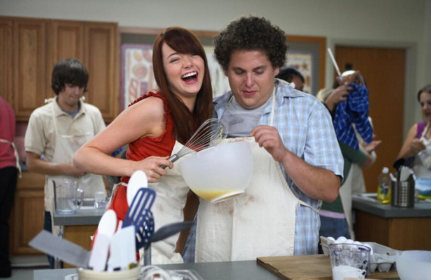Emma Stone en Jonah Hill in Superbad