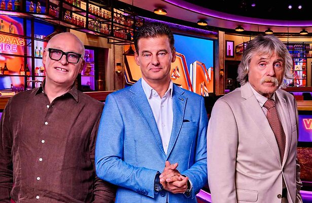Wilfred Genee, René van der Gijp en Johan Derksen voor Vandaag Inside