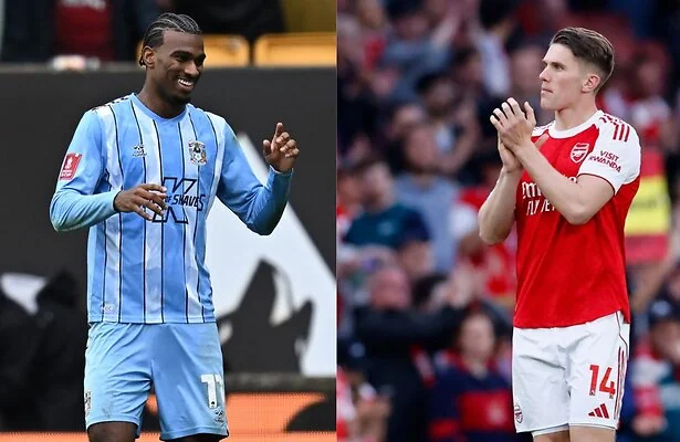 Haji Wright van Coventry City en Viktor Gyökeres van Arsenal