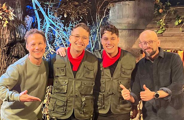 Mathias en Staf Coppens met Christiaan en Frans Bauer jr.