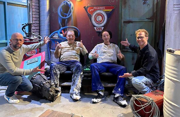 Staf en Mathias Coppens met Martijn Fischer en Thomas van Luyn