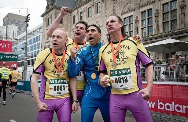 Marcel Hensema, Frank Lammers, Mimoun Oaissa en Martin van Waardenberg voor De Marathon