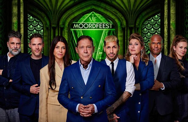 Hans Kesting met kandidaten Moordfeest